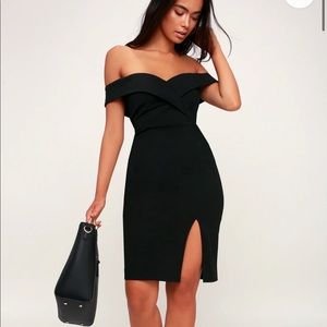 NWOT Classic Glam Black Off-the-Shoulder Bodycon Dress size S